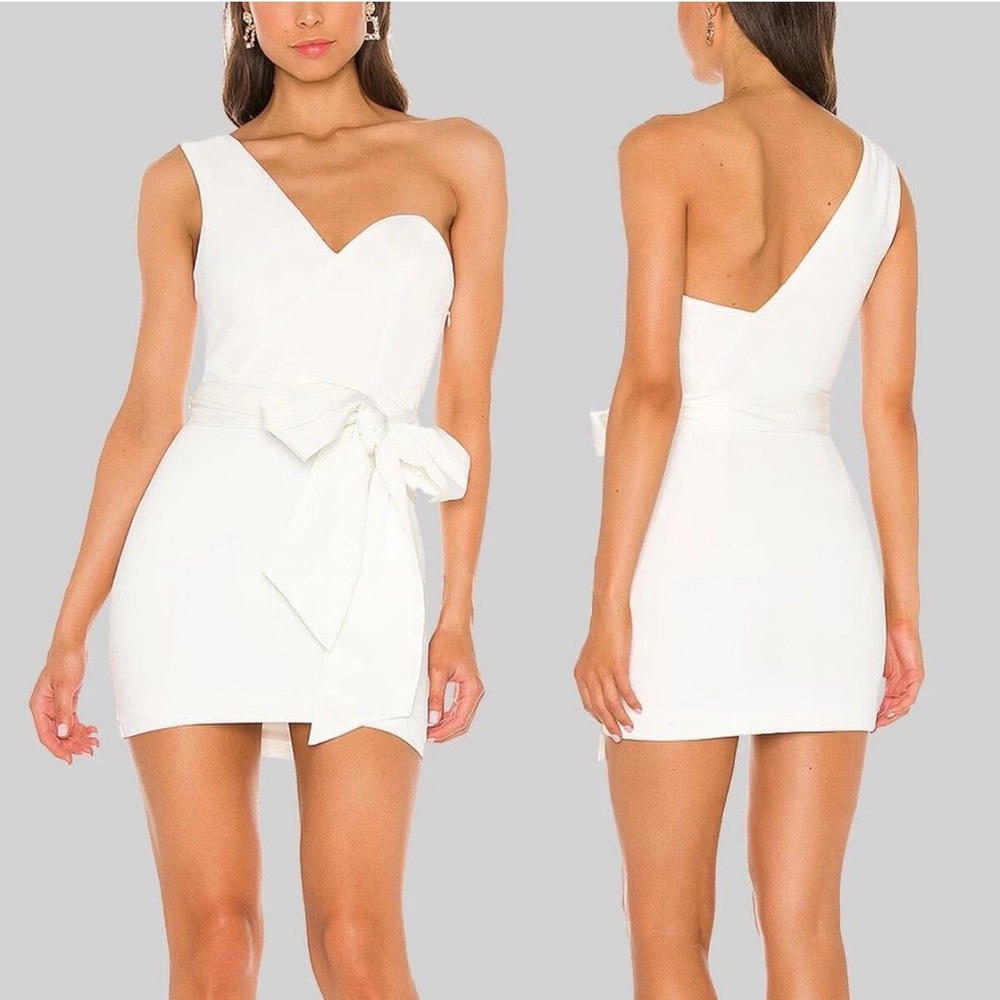 NBD |  Jasper One Shoulder Mini Dress in Ivory Size Small S Revolve